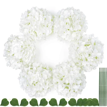 Изкуствена коприна цвете хортензия по-голям размер, 90 листа, главата хортензия, цветя за сватбена декорация на домове, Опаковки от 6 Изображение
