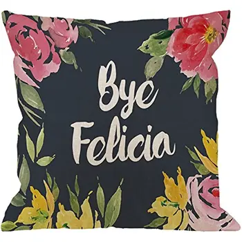 Калъфка Flower Bye Felicia памучен бельо квадратна калъфка Стандартна калъфка за мъже и жени, стол, спалня, хол Изображение
