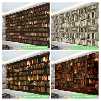 Книга Тапети по поръчка, големи стенни картини за офис, хол, спалня, ретро интериор, 3D bookshelf, на фона на магазин постеркофе Изображение