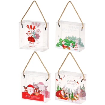 Коледен подарък кутия за бонбони опаковъчна кутия Преносима кутия за бисквити Прозрачна подарък кутия от PVC кутия за бонбони 