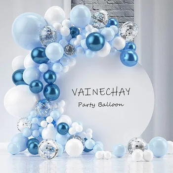 Комплект Арка с blue Венец от балони, Сватбена Бутилка за рожден Ден, Украса за парти в чест на 1-та година на раждане, Детски латексный балон за момче в банята Изображение