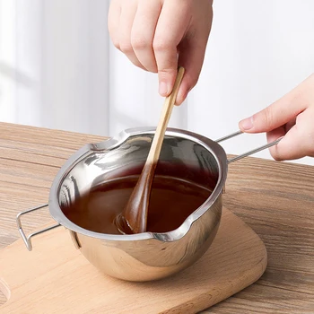Кухненска Тенджера за топене на шоколад масло с дълга дръжка, Свещ от неръждаема стомана, Инструмент за топене на сапун с незалепващо покритие, кухненски аксесоари 
