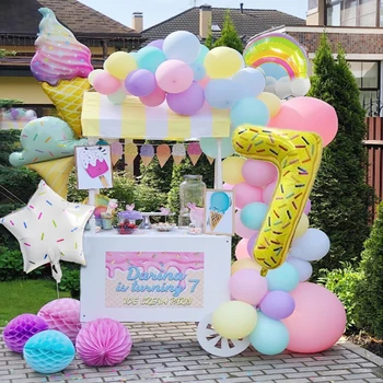 Лятото сладолед, балон от алуминиево фолио, Цветни цифрови балони, Хавайски аксесоари за партита, декорация рожден Ден момчета и момичета, Детски душ Изображение
