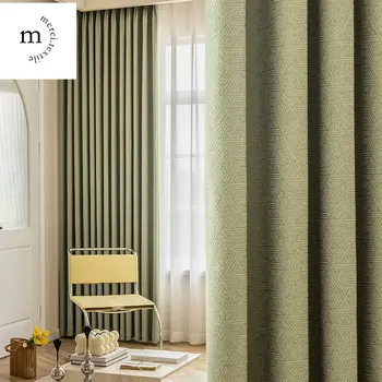 Модерни зелени завеси за хол, спалня, трапезария, кухня, Луксозна жаккардовая завеса за прозорци в скандинавски стил с високо оцветяване, декорация по индивидуален размер Изображение