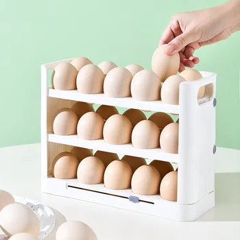 Нова кутия за съхранение на яйца, органайзер за хладилник, Съдове за хранене, калъф за съхранение на пресни яйца, Тава-диспенсер, Кухненски принадлежности за съхранение Изображение