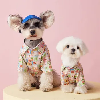 Нова скъпа риза с цветен модел за домашни кучета, за сезон: пролет-лято, готино облекло за кучета, мек кученце чихуахуа, малки средни кучета, костюм йоркширски териери, Ropa Perro Изображение