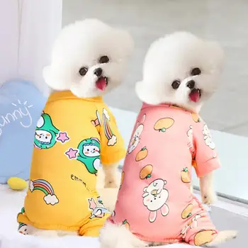 Нови дрехи за четириноги кучета, стилна топла пижама за кученце с климатик, облекло за котки и малки до Средни Кучета Изображение