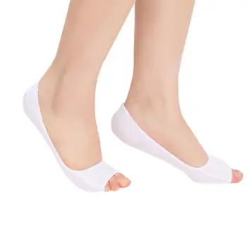 Нови летни обикновена тънки памучни чорапи-лодка с отворени пръсти за жени, сандали, всекидневни невидими силиконови нескользящие чехли-носочки с рибено уста Изображение