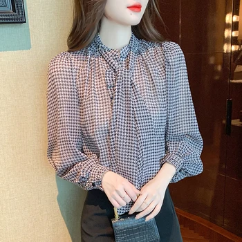 Нови луксозни дамски ризи с модерен принтом, дамски блузи 2022, пролетно-есенни ежедневни блузи с дълъг ръкав, mujer blusas Изображение