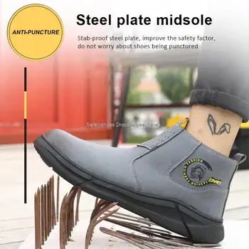 Обувки заварчик с висока берцем, мъжки защитни обувки със стоманени пръсти, водоустойчив работна обувки със защита от искровых пробиви, мъжки работни и защитни обувки, новост 2022 г. Изображение