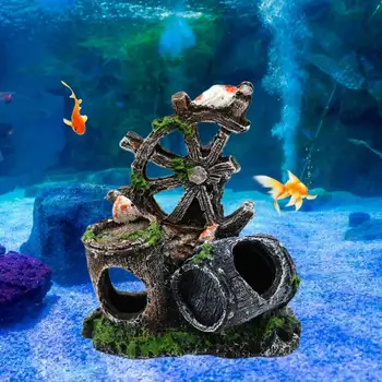Озеленяване декор на аквариум за аквариум Изкуствена буре за отглеждане на скалните риби, Капак за скариди, Аксесоари за аквариум Изображение