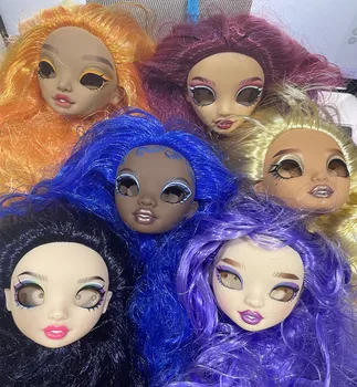Оригинални нови Преливащи куклени глави с разноцветни коси, оригинални куклени глави, висококачествени резервни части за кукли 