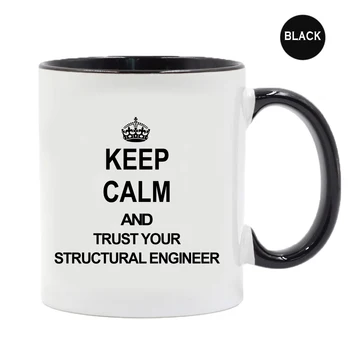 Пазете мида и се доверете се на своята чаша, инженер-строител 11 грама Керамични чаши Чаша за чай Момче-инженер Приятели на Съпруг, Подарък за рожден ден Изображение