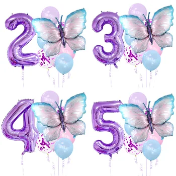 Пеперуда 32 инча Брой балони Набор от Розов Син на Слънчогледа Декор за душата на детето Гелиевый балон Рожден Ден, Сватбени Аксесоари Globos Изображение