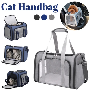 Переноска за домашни любимци, чанта за котки, Чанта-капсула с голям капацитет, чанта за носене на открито, Дишаща чанта за домашни любимци, переноска за кучета, котки Изображение