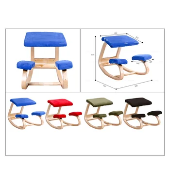 По-добра поза за сядане, ергономичен стол за коленопреклонения, дървена люлеещ се стол, идеален за домашна и офис употреба Изображение