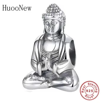 Подходящ Оригинална гривна с висулки Pan, автентичен от сребро 925 проба, топчета Амитабха, медитиращият Буда, за производство на будизма Berloque направи си САМ Изображение