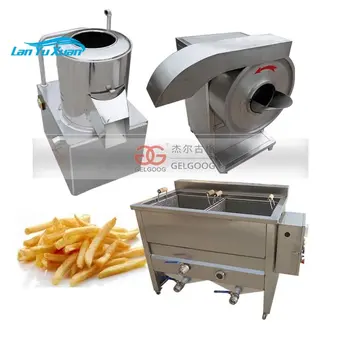 Полуавтоматична машина за приготвяне на замразени пържени картофи, Линия за производство на пресни картофи чипс за продажба Изображение
