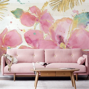 потребителски тапети papel de parede 3D скандинавските графити розови цветя за хола спални фоново изкуство 3D стенопис стенно покритие Изображение