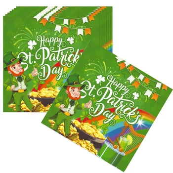 Почистващи кърпички в стил Ден на Св. Патрик, двуслойни кърпички за ирландски дейности, вечери и тържества Изображение