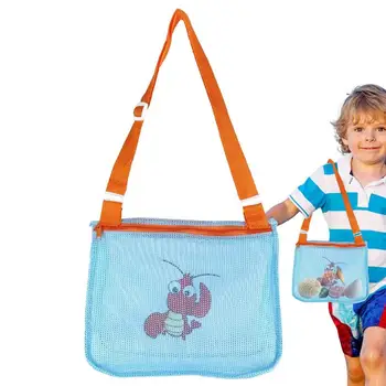 Преносим плажна чанта Анти-пясъчна мрежа за децата, мрежа за съхранение на плажни играчки, кърпи, пътна чанта с голям капацитет за плуване на открито, водоустойчива чанта за съхранение Изображение