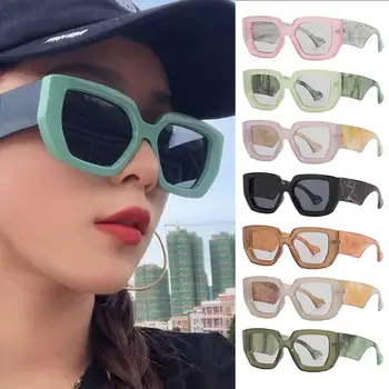 Реколта дебели слънчеви очила в квадратна рамка, ретро Големи слънчеви очила за жени, модерни слънчеви очила за мъже и жени, колоездене очила Изображение