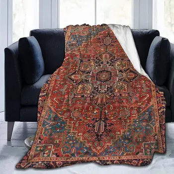 Реколта кюрдски северозападна персийски килим-одеяло, Племенните винтажное фланелевое флисовое Одеало за Деца, тийнейджъри, възрастни, Меко и приятно топло пушистое Изображение