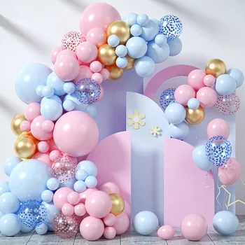 Розово-синьо комплект за арка от балони честит Рожден Ден, Разкриващ пол, балони, Сватба, рожден Ден, латексный балон, Интериор за детската душа Изображение