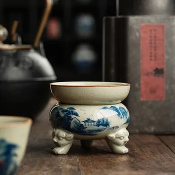 Ръчно рисувани Пейзаж Китайски Чайник за заваряване на чай, Керамично цедка, Чай и прибори, Аксесоари за приготвяне на чай Дзен, Инструменти, Филтър-цедка за чайника Изображение