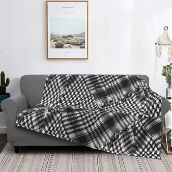 Тактическа кърпа Shemagh, арабски палестинските одеяла, палестинските пухкави зашеметяващ меки наметала, покриващи фотьойл, диван, лято Изображение