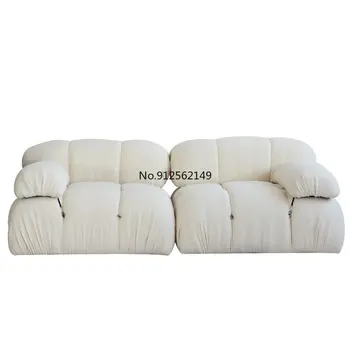 Текстилен диван от вълна от овце, креативна хол, спалня, прост хляб модул, комбиниран диван за трима души, мебели за всекидневна Изображение