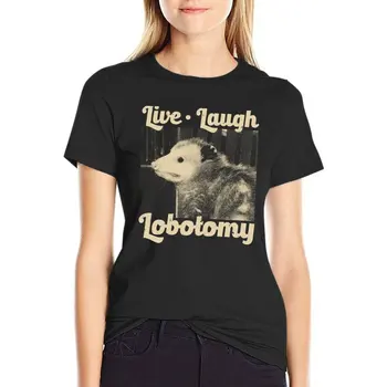 Тениска с жив смях, се лоботомия, Опоссумом, летен топ, красиви блузи, дрехи-тениска за жени, дълго Изображение