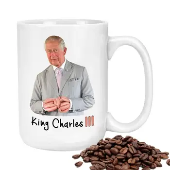 Чаша за крал Чарлз III 435 мл Модерна Керамична Кафеена Чаша Негово Величество Крал Чарлз Чаша Празнуват Крал на Великобритания 2023 Изображение