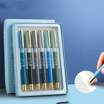 ЧЕН LIN 6 бр./кор. стираемая метална писалка, мастило торбичка EF Blue, ученически офис консумативи за бизнеса, отлична дръжка за писма, канцеларски материали Изображение