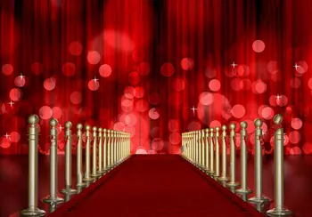 Червения килим пътека Входни багажник с Въже Червена светлинна завеса фонове винил плат компютърни печат стенен фотофон Изображение